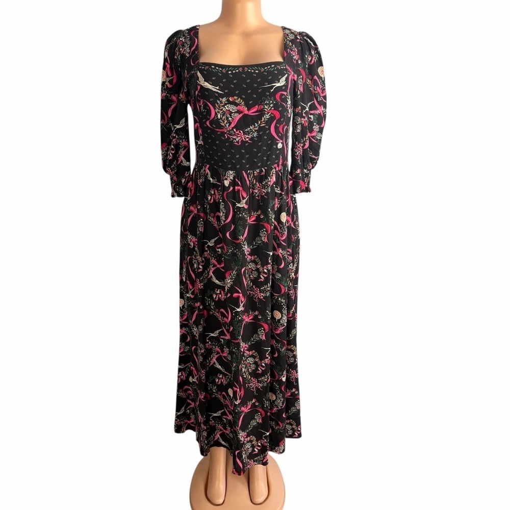 Cath Kidston Garland Drop Waist Prairie Dress Ribbon Print